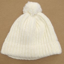 Bonnet Adulte Pompon Blanc