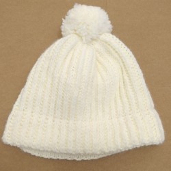 Bonnet Adulte Pompon Blanc