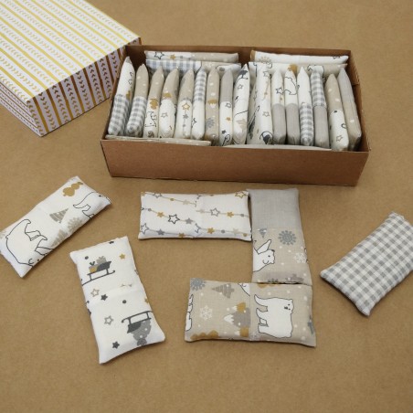 Dominos En Tissu - Gris Blanc