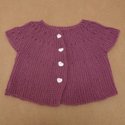 Gilet 0-3 mois - Mauve Boutons Coeur