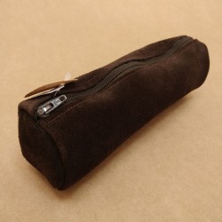 Trousse Ronde en Cuir retourné