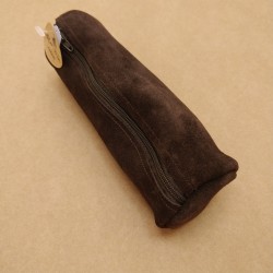 Trousse Ronde en Cuir retourné