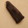 Trousse Ronde en Cuir retourné