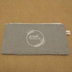Trousse Plate en Lin Gris -...
