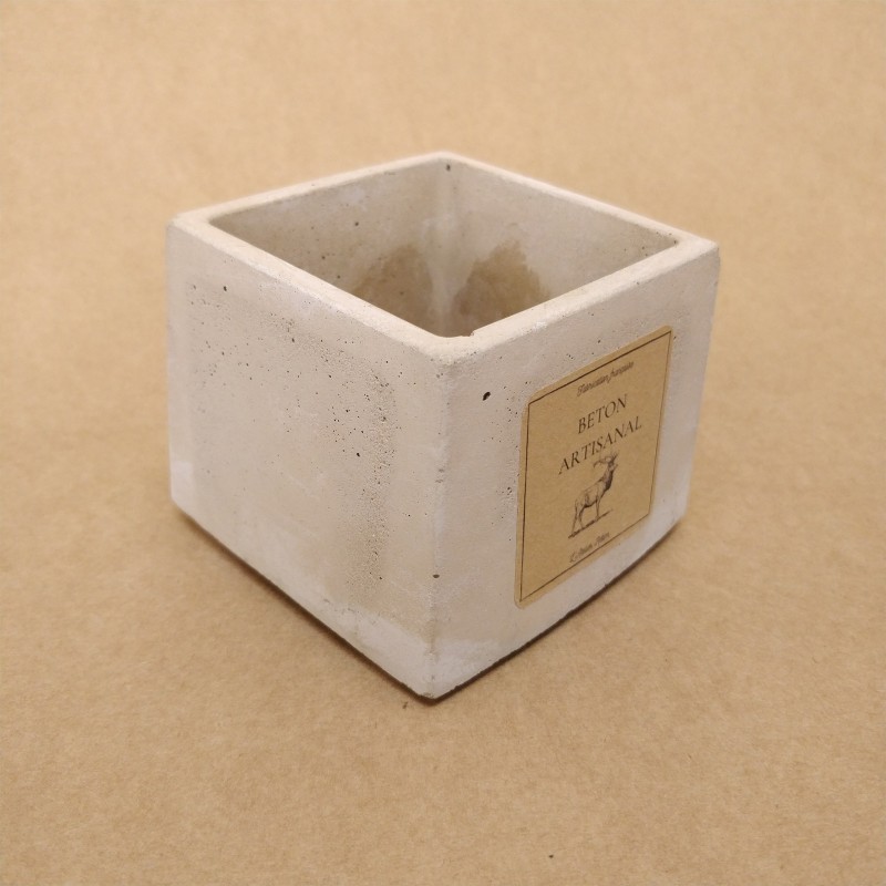 Petit Pot en Béton Artisanal - Gris Clair Beige