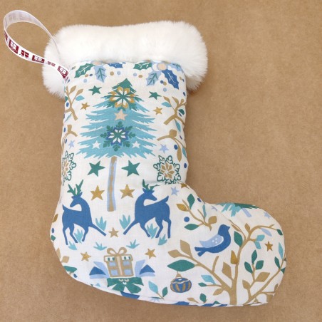 Chaussette de Noël - Motifs Bleus