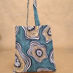 Tote bag en Wax - Turquoise