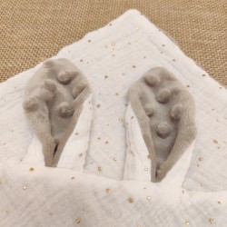 Doudou tout doux - Blanc et Taupe