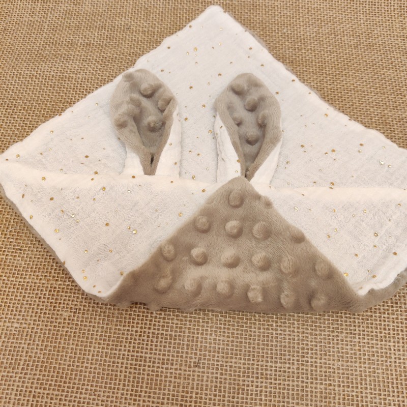 Doudou tout doux - Blanc et Taupe