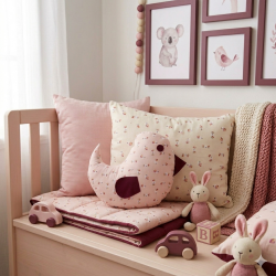 Petit Coussin Oiseau Rose