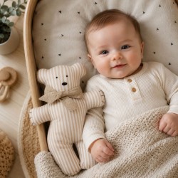 Ourson Rayé Beige et Blanc