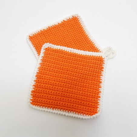Paire de Maniques simples - Orange liseré blanc