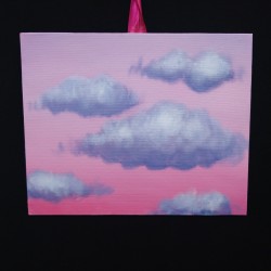 Petite Toile Nuages Rose Foncé